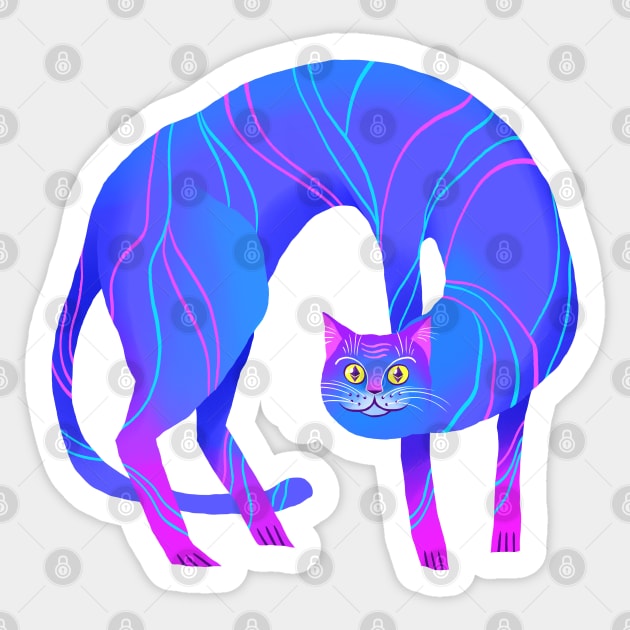 Psychedelic Crypto Cat Sticker by Tosik-Art